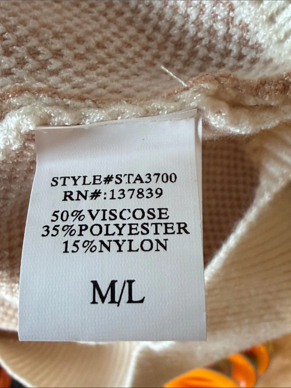 Cream Knit Sweater with Brown Tabby Cat Motif - M/L. Dreamers by debut
